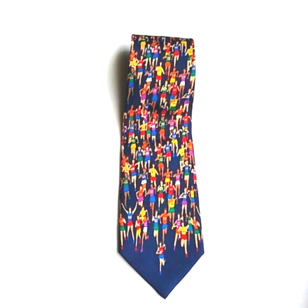 Alynn Neckwear blue men's tie "Marathon". 100% silk, made in USA, standard size